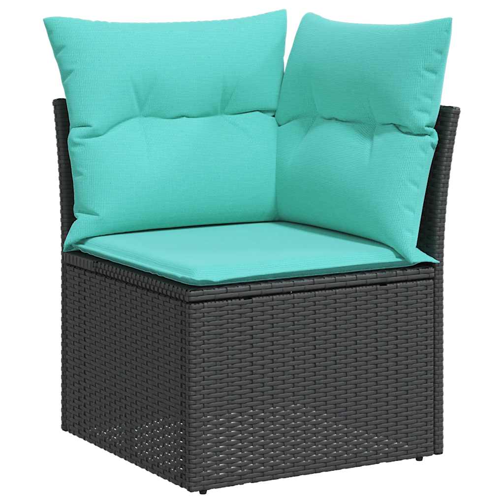Set Divani da Giardino 7 pz con Cuscini Nero in Polyrattan | homemem39