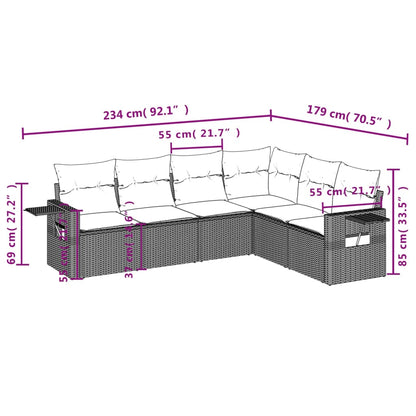 Set Divani da Giardino 7 pz con Cuscini Nero in Polyrattan | homemem39