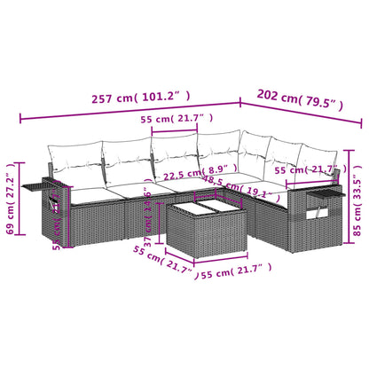 Set Divani da Giardino 7 pz con Cuscini Marrone in Polyrattan | homemem39