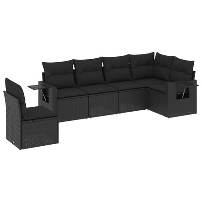 Set Divano da Giardino 6 pz con Cuscini Nero in Polyrattan - homemem39