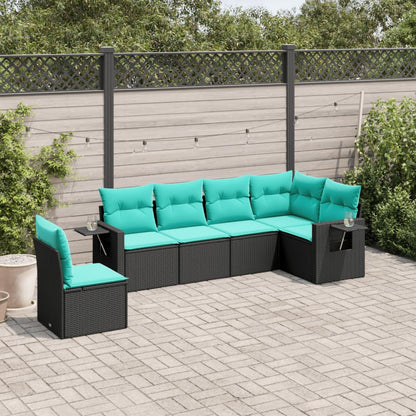 Set Divani da Giardino 6 pz con Cuscini Nero in Polyrattan | homemem39