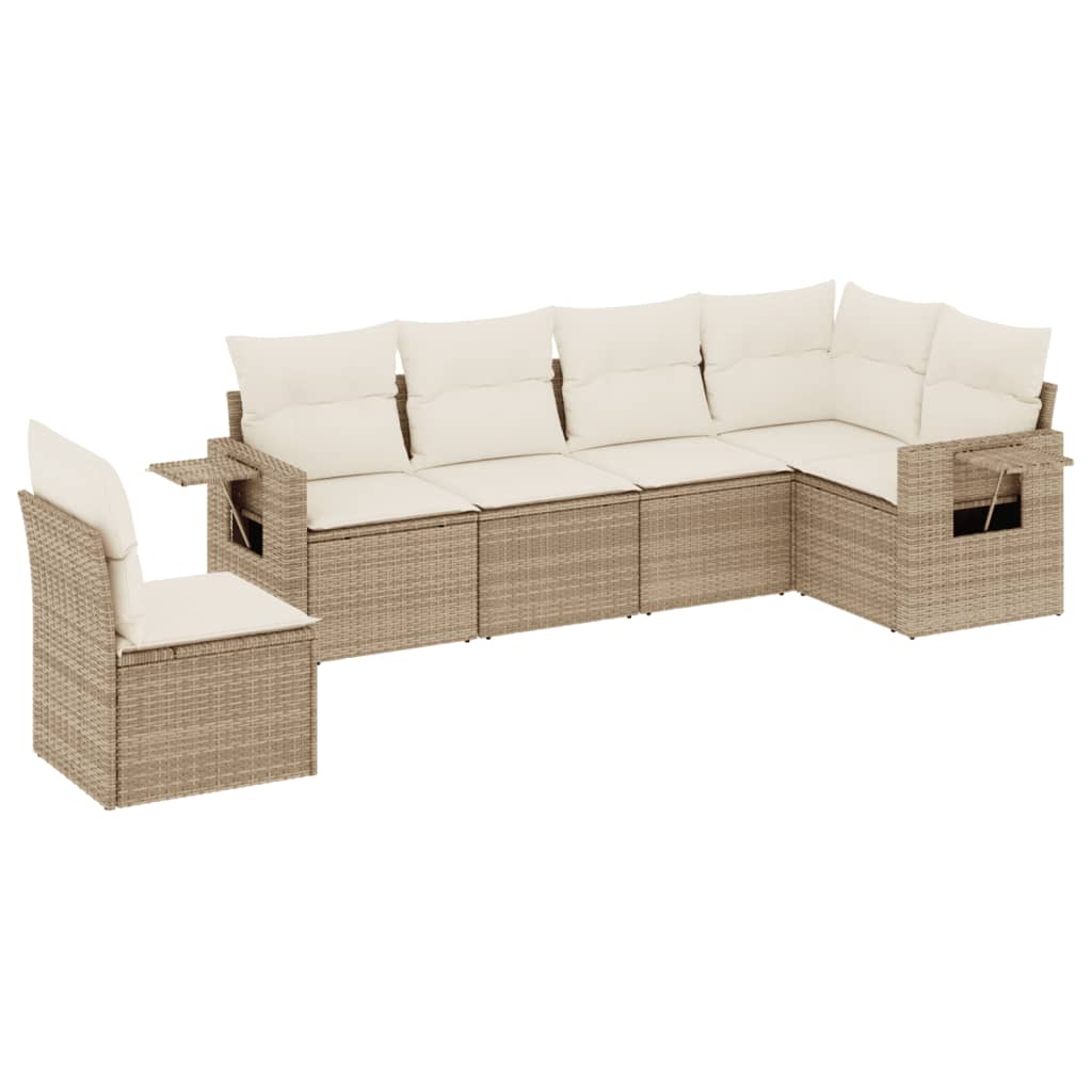 Set Divano da Giardino 6 pz con Cuscini Beige in Polyrattan - homemem39
