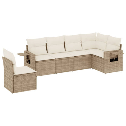 Set Divano da Giardino 6 pz con Cuscini Beige in Polyrattan - homemem39