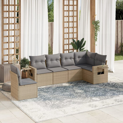 Set Divano da Giardino 6 pz con Cuscini Beige in Polyrattan - homemem39