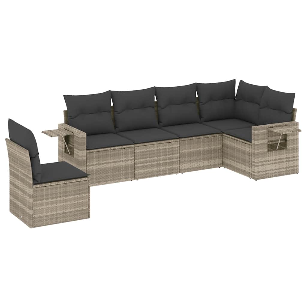 Set Divano da Giardino 6pz con Cuscini Grigio Chiaro Polyrattan - homemem39