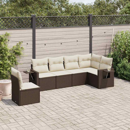 Set Divano da Giardino 6 pz con Cuscini Marrone in Polyrattan - homemem39