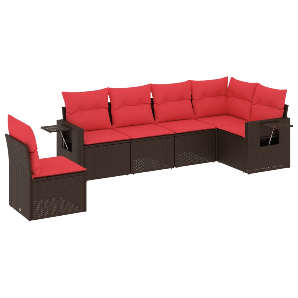 Set Divani da Giardino 6 pz con Cuscini Marrone in Polyrattan | homemem39