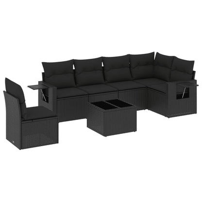 Set Divani da Giardino con Cuscini 7pz Nero Polyrattan - homemem39