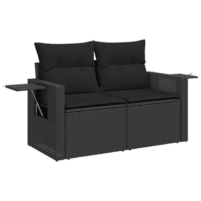 Set Divani da Giardino con Cuscini 7pz Nero Polyrattan | homemem39