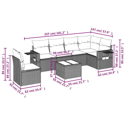 Set Divani da Giardino con Cuscini 7pz Nero Polyrattan | homemem39