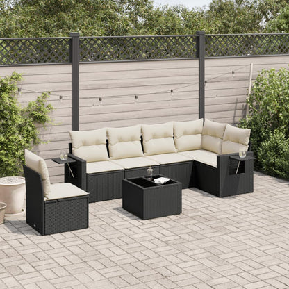 Set Divani da Giardino con Cuscini 7pz Nero Polyrattan | homemem39