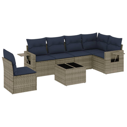 Set Divani da Giardino 7 pz con Cuscini Grigio in Polyrattan | homemem39