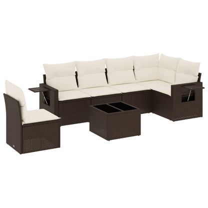 Set Divani da Giardino 7 pz con Cuscini Marrone in Polyrattan - homemem39