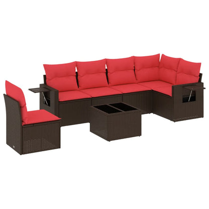 Set Divani da Giardino 7 pz con Cuscini Marrone in Polyrattan | homemem39