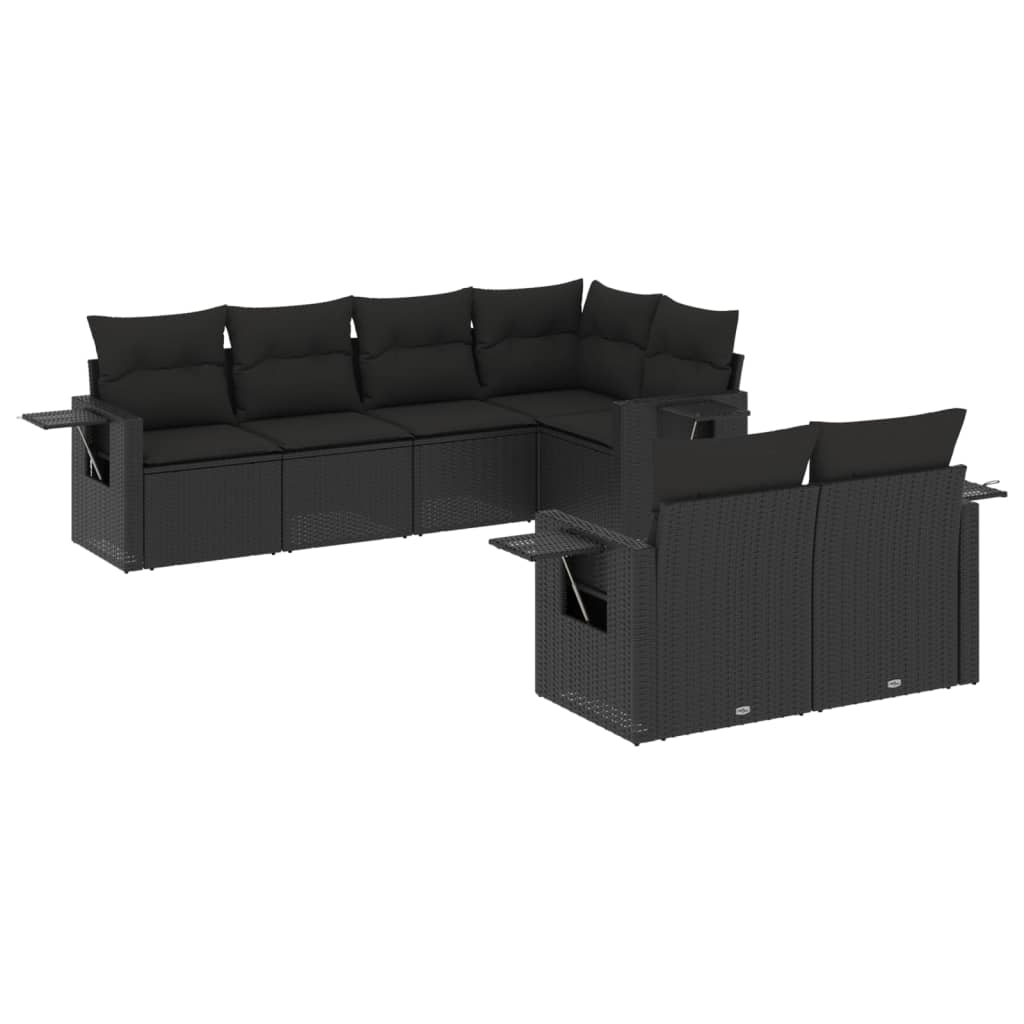 Set Divani da Giardino con Cuscini 7pz Nero Polyrattan - homemem39