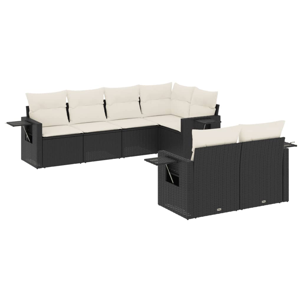 Set Divani da Giardino con Cuscini 7pz Nero Polyrattan | homemem39
