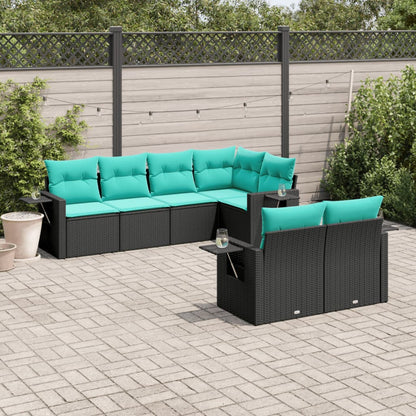 Set Divani da Giardino 7 pz con Cuscini Nero in Polyrattan | homemem39