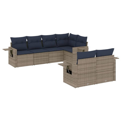 Set Divani da Giardino 7 pz con Cuscini Grigio in Polyrattan | homemem39