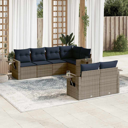 Set Divani da Giardino 7 pz con Cuscini Grigio in Polyrattan | homemem39