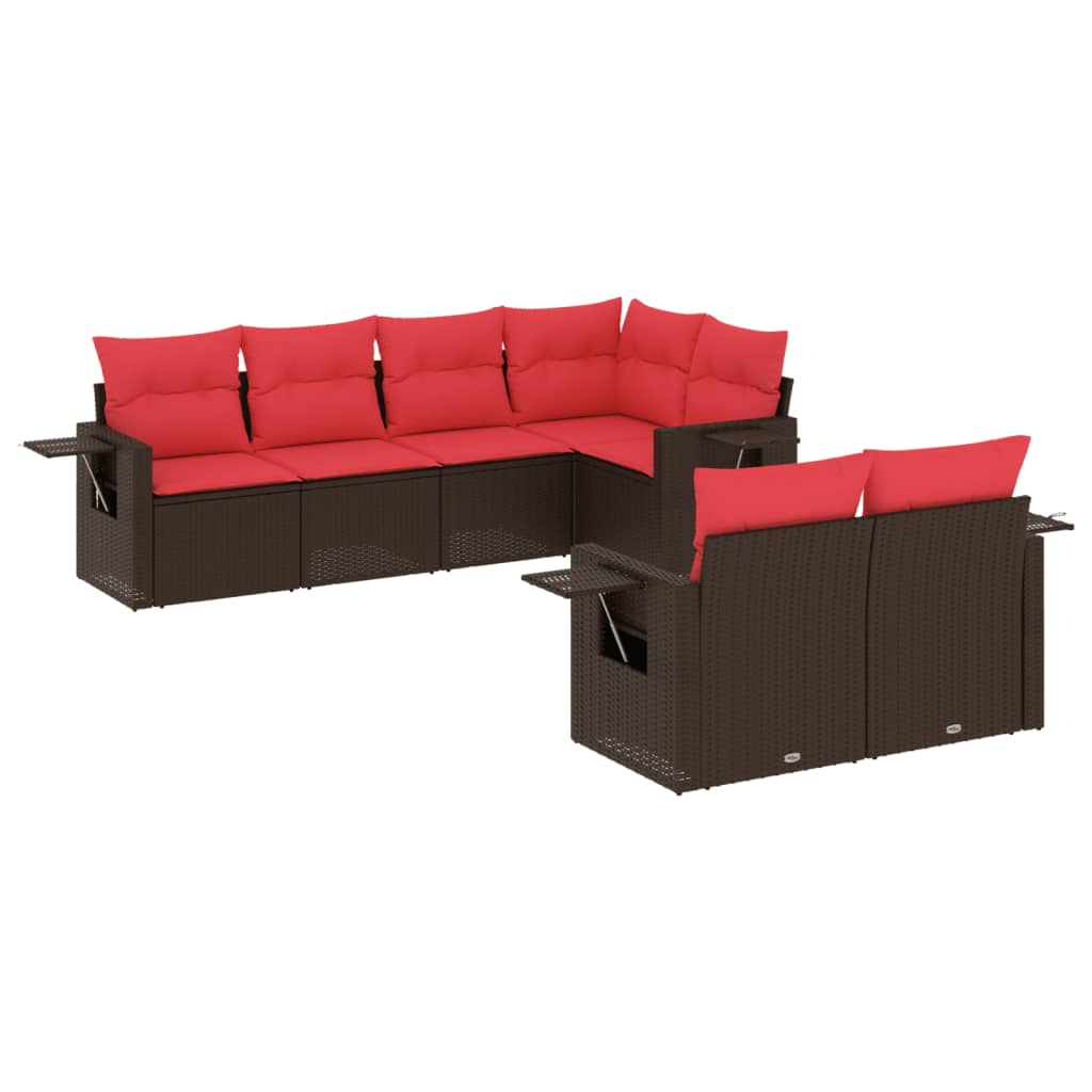Set Divani da Giardino 7 pz con Cuscini Marrone in Polyrattan | homemem39