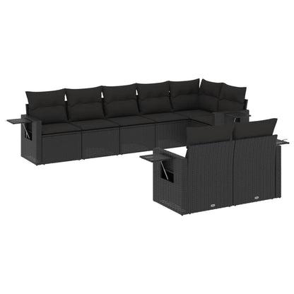Set Divani da Giardino con Cuscini 8 pz Nero in Polyrattan - homemem39