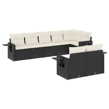Set Divani da Giardino con Cuscini 8 pz Nero in Polyrattan - homemem39