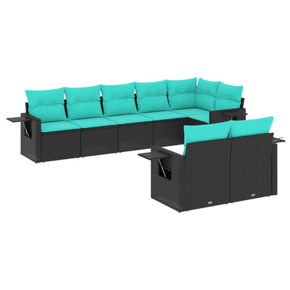 Set Divani da Giardino 8 pz con Cuscini Nero in Polyrattan | homemem39