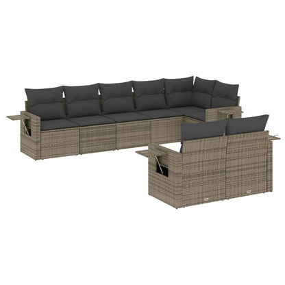 Set Divano da Giardino 8 pz con Cuscini Grigio in Polyrattan | homemem39