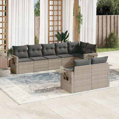 Set Divano da Giardino 8pz con Cuscini Grigio Chiaro Polyrattan | homemem39
