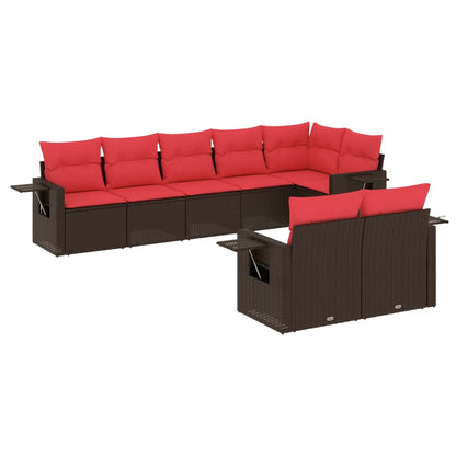 Set Divani da Giardino 8 pz con Cuscini Marrone in Polyrattan | homemem39