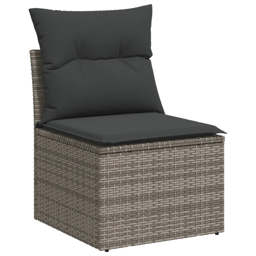 Set Divano da Giardino 9 pz con Cuscini Grigio in Polyrattan | homemem39