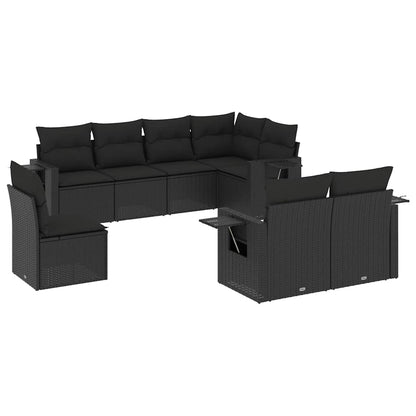 Set Divani da Giardino con Cuscini 8 pz Nero in Polyrattan | homemem39
