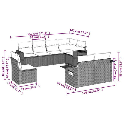 Set Divani da Giardino con Cuscini 8 pz Nero in Polyrattan | homemem39