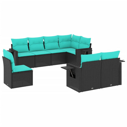 Set Divani da Giardino 8 pz con Cuscini Nero in Polyrattan | homemem39