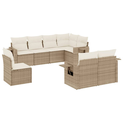 Set Divano da Giardino 8 pz con Cuscini Beige in Polyrattan - homemem39