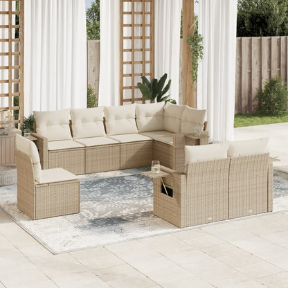 Set Divano da Giardino 8 pz con Cuscini Beige in Polyrattan - homemem39