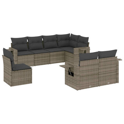 Set Divano da Giardino 8 pz con Cuscini Grigio in Polyrattan - homemem39