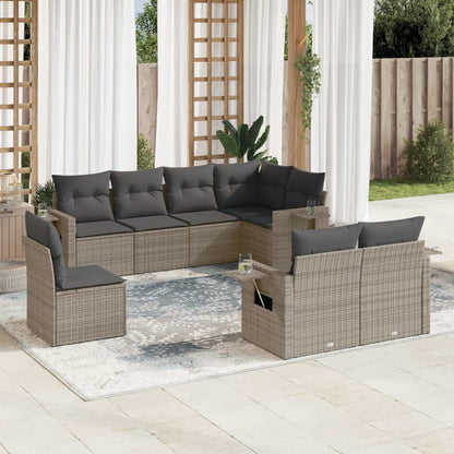 Set Divano da Giardino 8 pz con Cuscini Grigio in Polyrattan - homemem39
