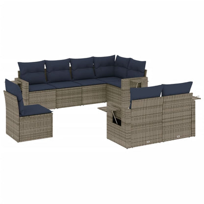 Set Divani da Giardino 8 pz con Cuscini Grigio in Polyrattan | homemem39