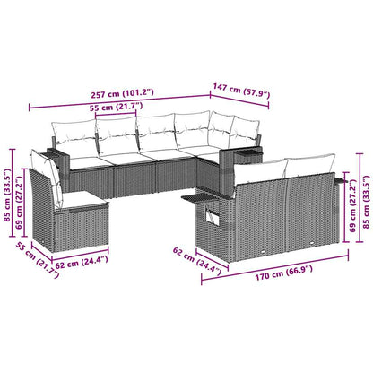 Set Divano da Giardino 8pz con Cuscini Grigio Chiaro Polyrattan | homemem39