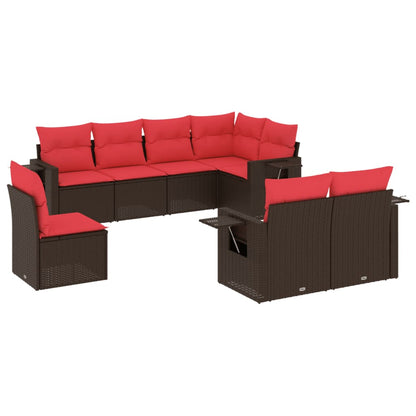 Set Divani da Giardino 8 pz con Cuscini Marrone in Polyrattan | homemem39