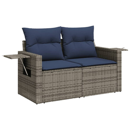 Set Divani da Giardino 9 pz con Cuscini Grigio in Polyrattan | homemem39