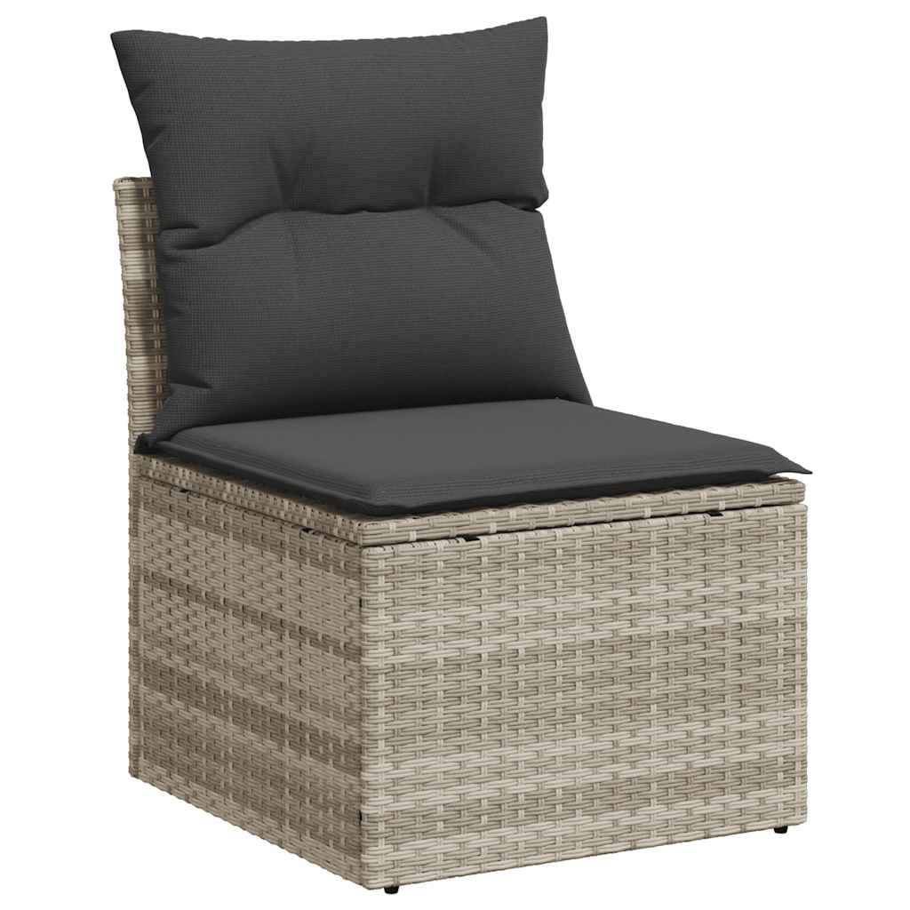 Set Divano da Giardino 9pz con Cuscini Grigio Chiaro Polyrattan | homemem39