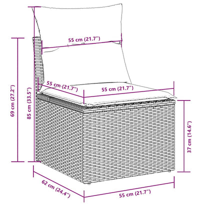 Set Divano da Giardino 9pz con Cuscini Grigio Chiaro Polyrattan | homemem39