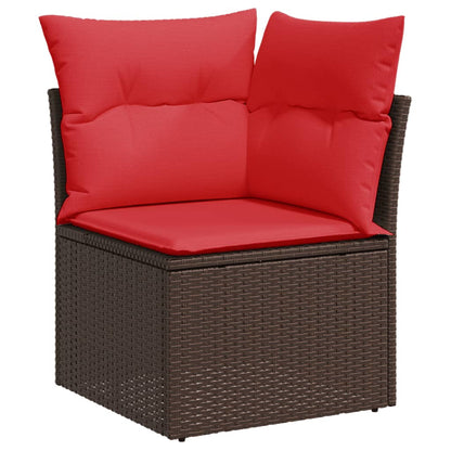 Set Divani da Giardino 9 pz con Cuscini Marrone in Polyrattan | homemem39