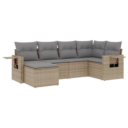 Set Divano da Giardino 6 pz con Cuscini Beige in Polyrattan | homemem39