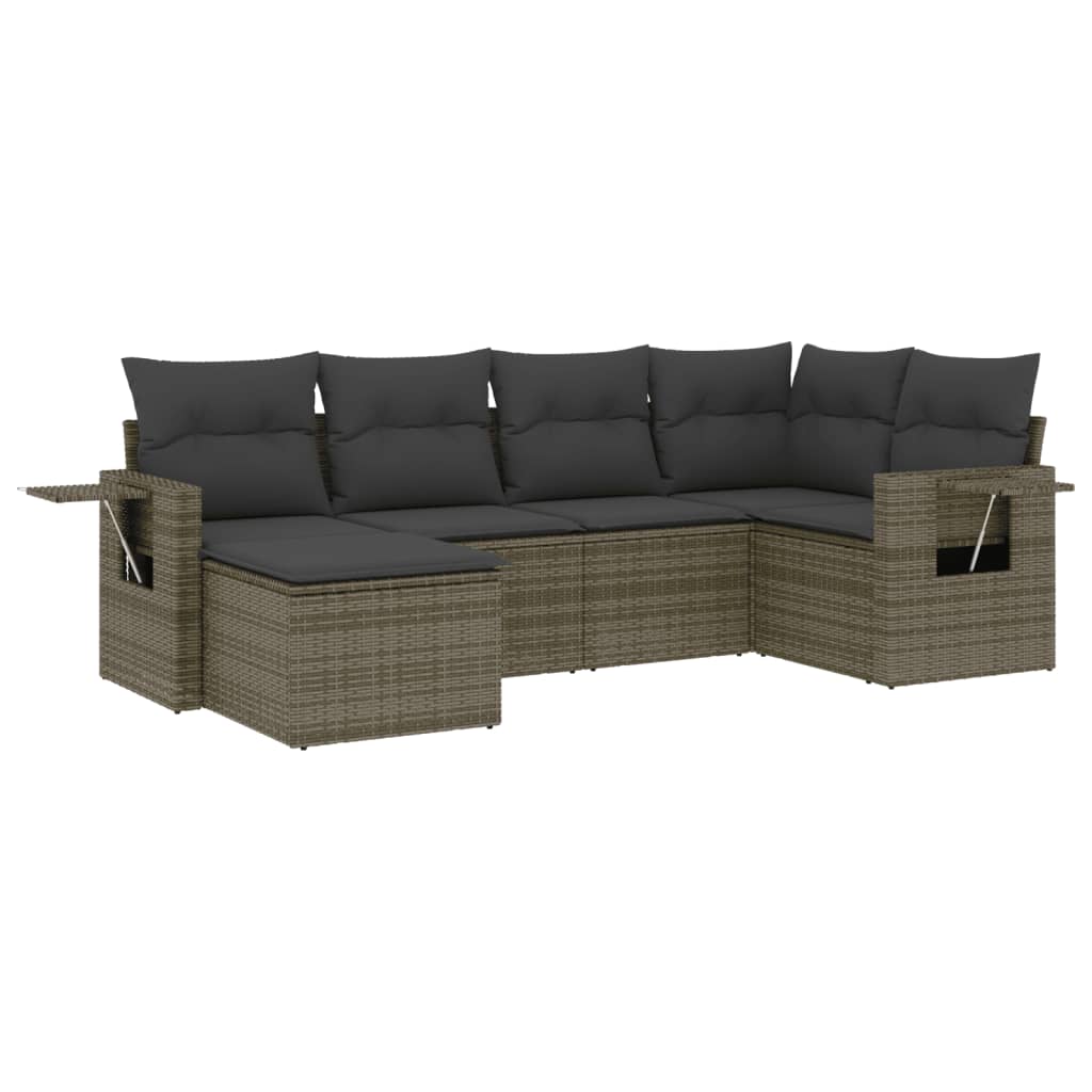Set Divano da Giardino 6 pz con Cuscini Grigio in Polyrattan - homemem39