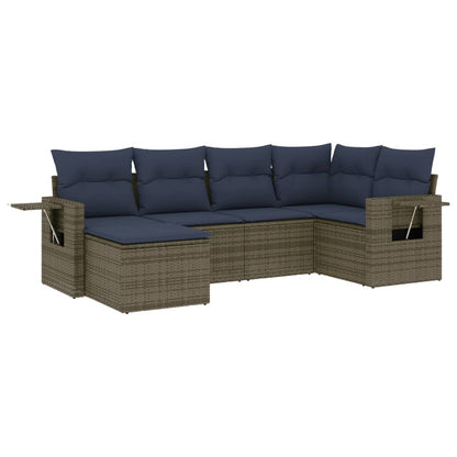 Set Divani da Giardino 6 pz con Cuscini Grigio in Polyrattan | homemem39