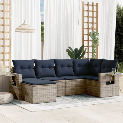 Set Divani da Giardino 6 pz con Cuscini Grigio in Polyrattan | homemem39