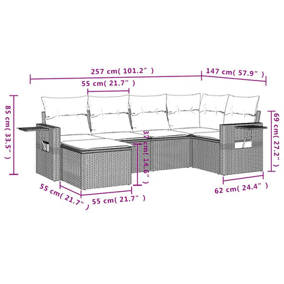 Set Divano da Giardino 6pz con Cuscini Grigio Chiaro Polyrattan | homemem39